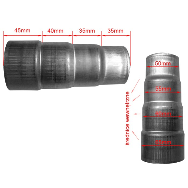 Redukcja czterostopniowa 50/55/60/65 mm NIERDZEWNA